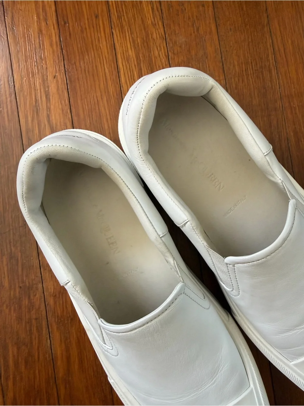 Alexander McQueen White Leather Slip-On Loafers mens size 12